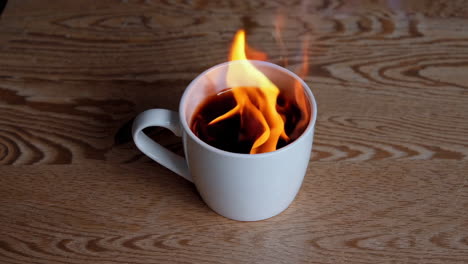 coffee mug on fire