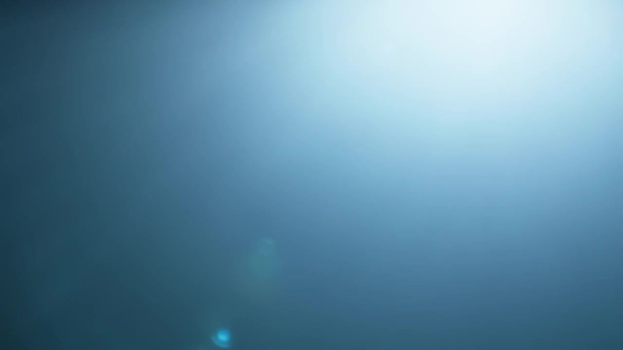 Blue light leaks and lens flares on black background