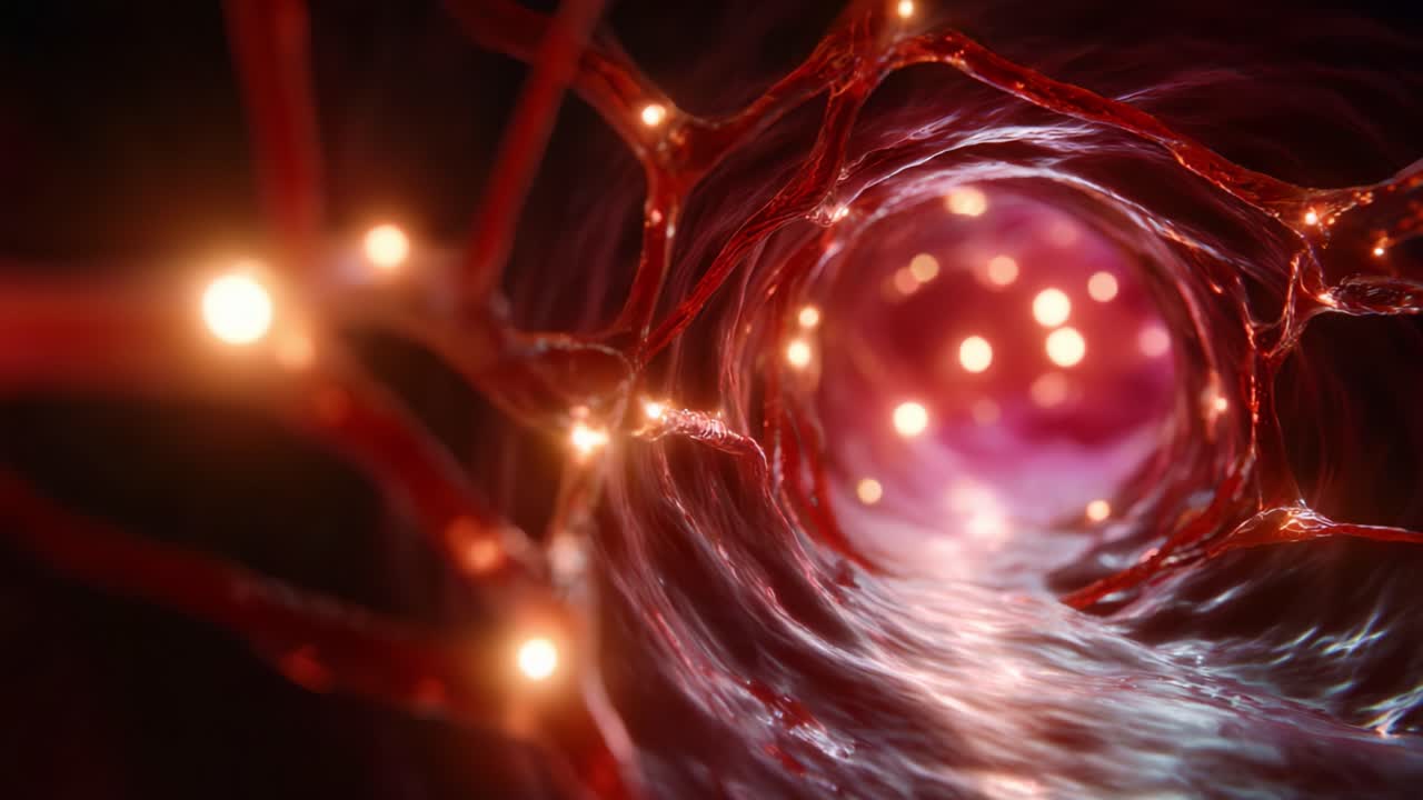 Nærbillede af nervefiber i en neural sti med glødende synapser, der oplyser det indre og viser kompleksiteten af biologiske strukturer