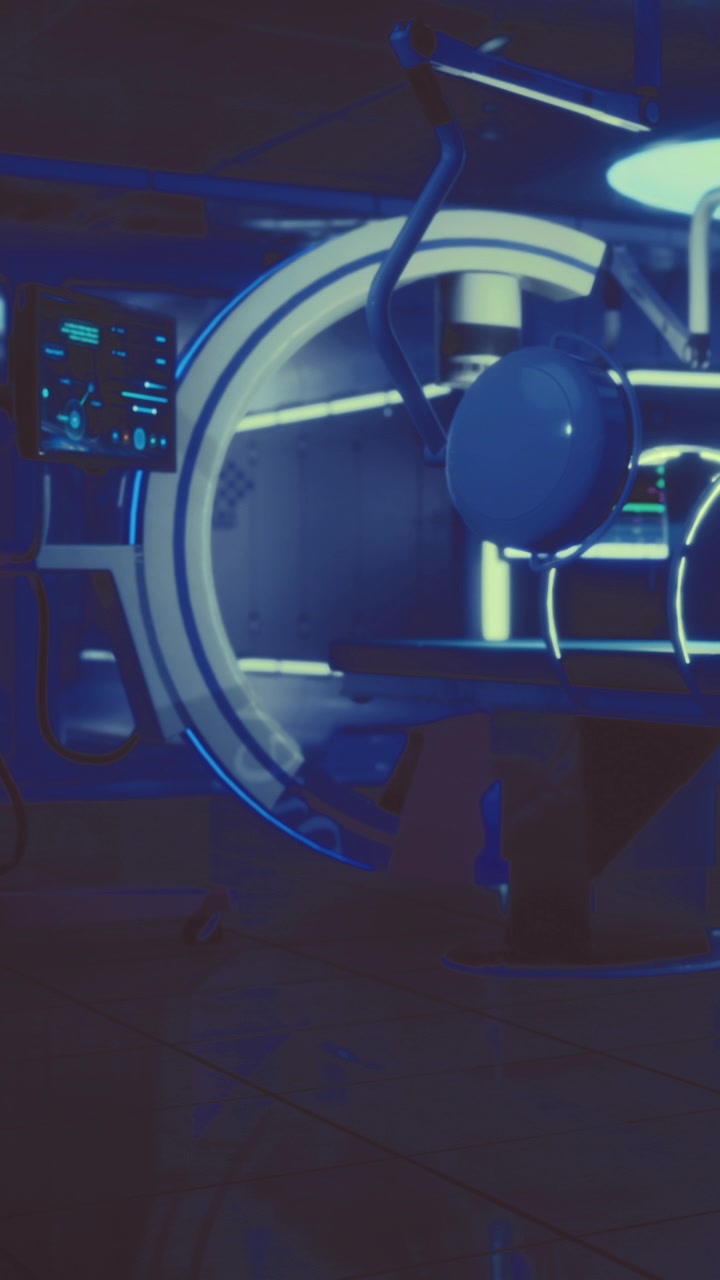 Attrezzature mediche avanzate in un ambiente sanitario ad alta tecnologia durante la notte
