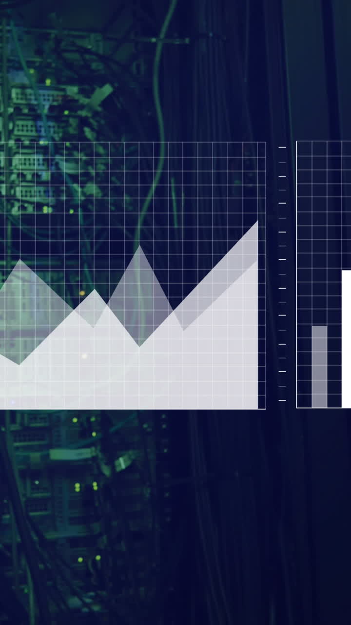 animación del procesamiento de datos en la sala de servidores