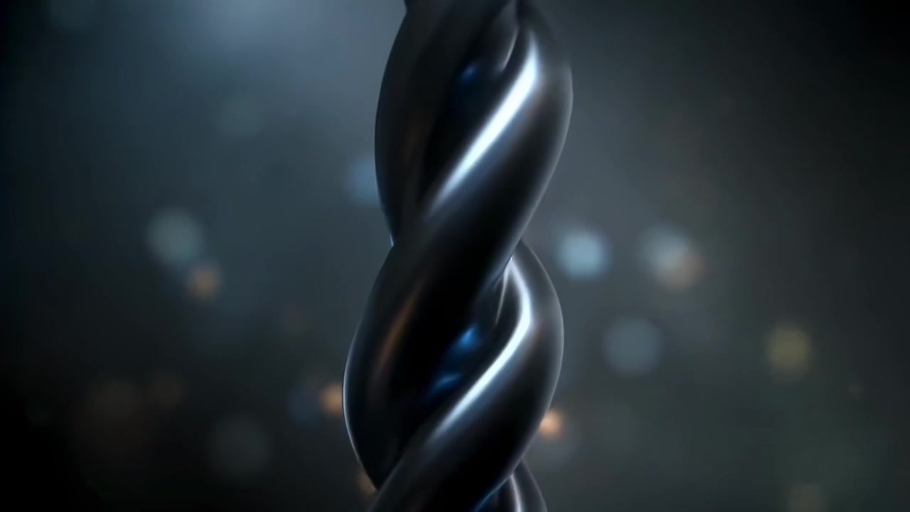 Abstract 3D Animation of Liquid Metallic Shapes Moving in Dark Space