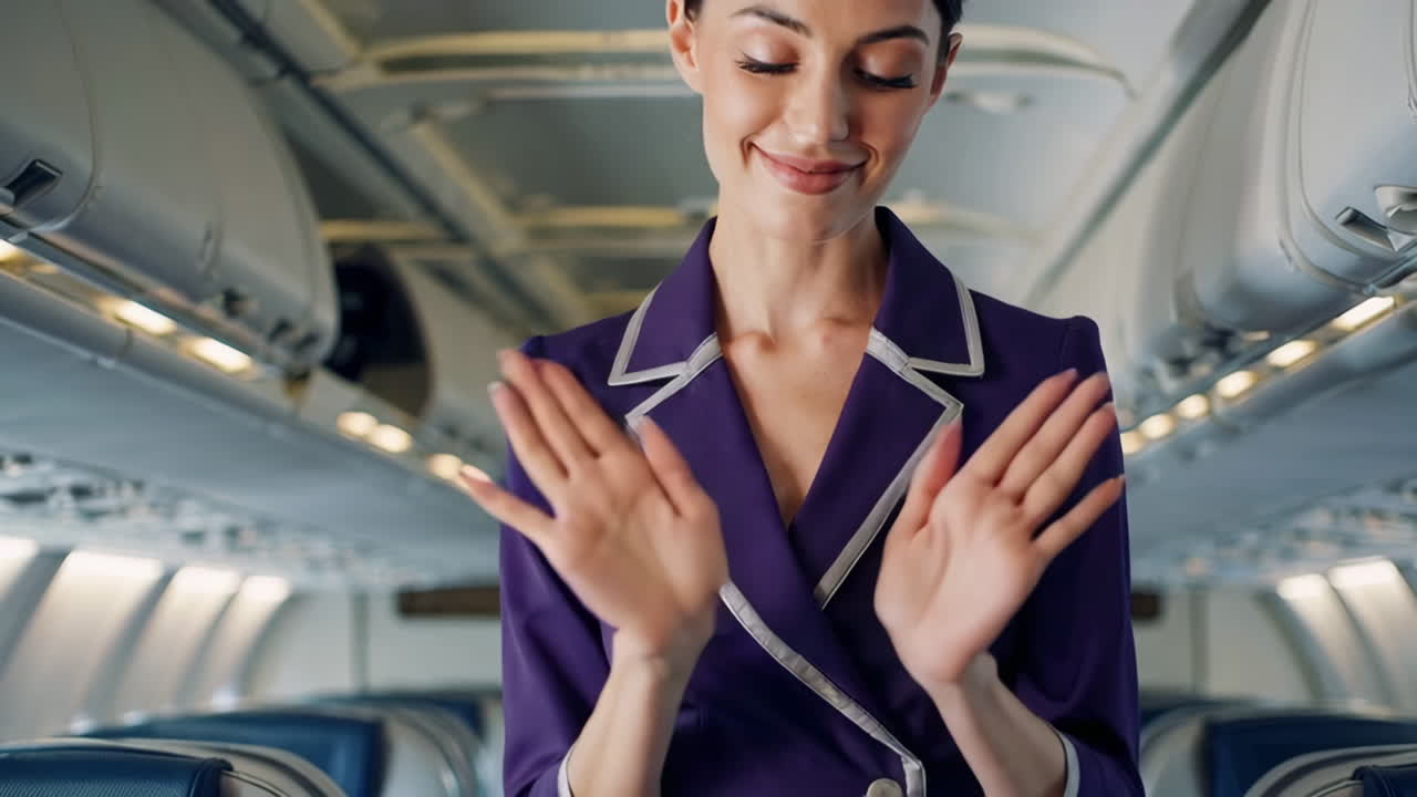 Flight Attendant in Airplane