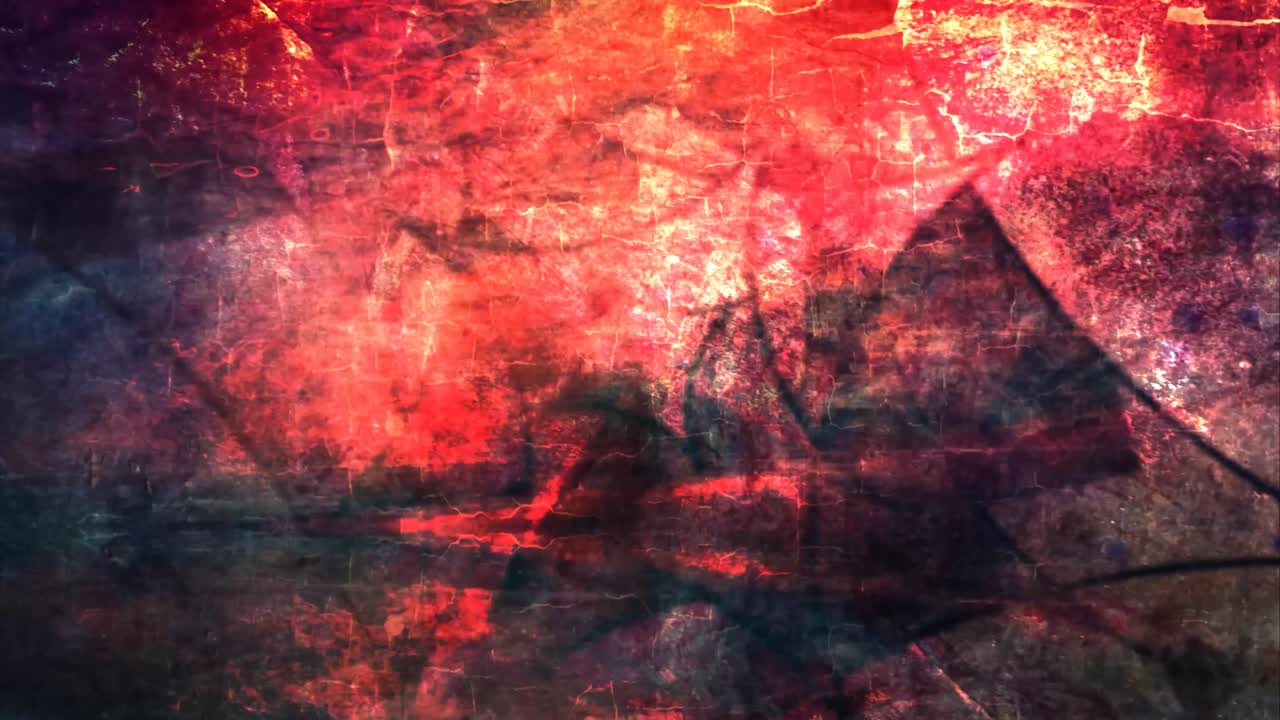 abstracta textura roja y rosa grungy con estrellas puntiagudas negras giratorias - animación de fondo de movimiento de bucle sin costuras de 4k