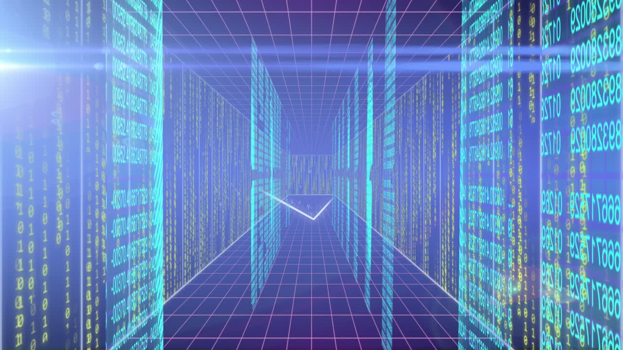 Animation of data processing and connections over computer servers