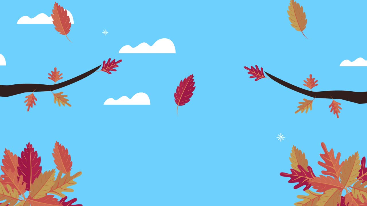 hello autumn animation with branches and leafs