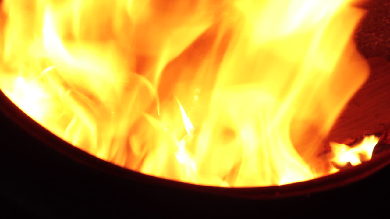 Bright Flames in a Fireplace