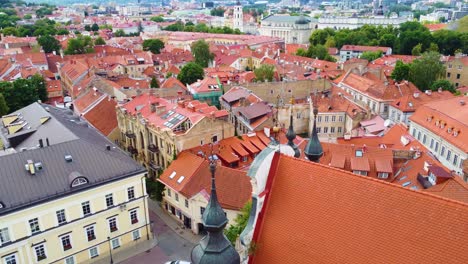 vilnius's historic old town with vibrant red roofs and classic architecture, aerial view