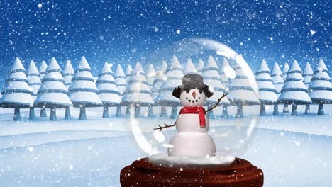 Cute-Christmas-animation-of-snowman-in-snow-globe-4k