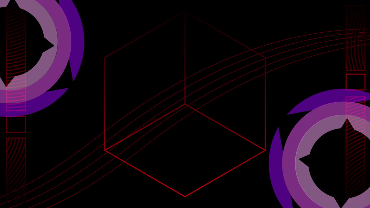 Animation of geometrical shapes over dark background