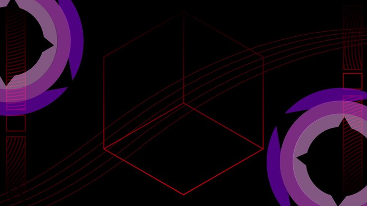 Animation of geometrical shapes over dark background