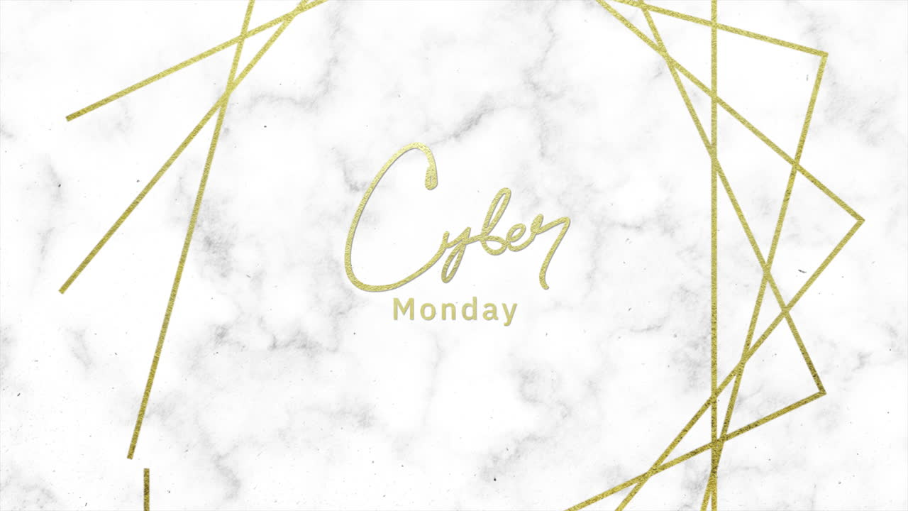금색 선이 있는 대리석 질감의 사이버 월요일 텍스트