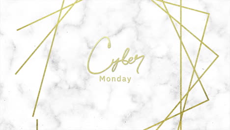 cyber monday text on marble texture with gold lines