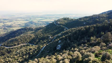 aerial landscape of kyrenia mountains near kantara castle, cyprus