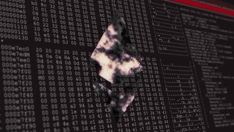 código binario y animación de procesamiento de datos sobre forma abstracta