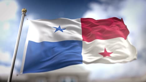 panama flag waving slow motion 3d rendering blue sky background - seamless loop 4k