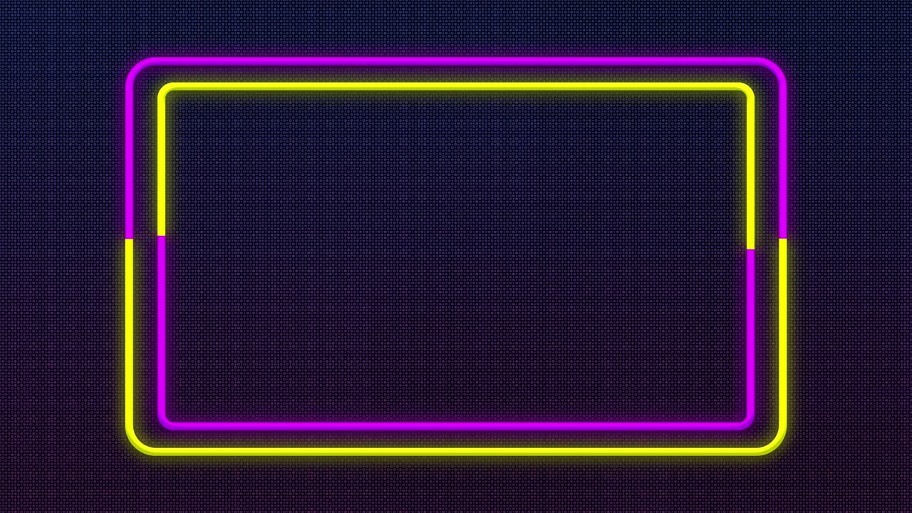 Neon glowing pink and yellow frame animation on a dark textured background
