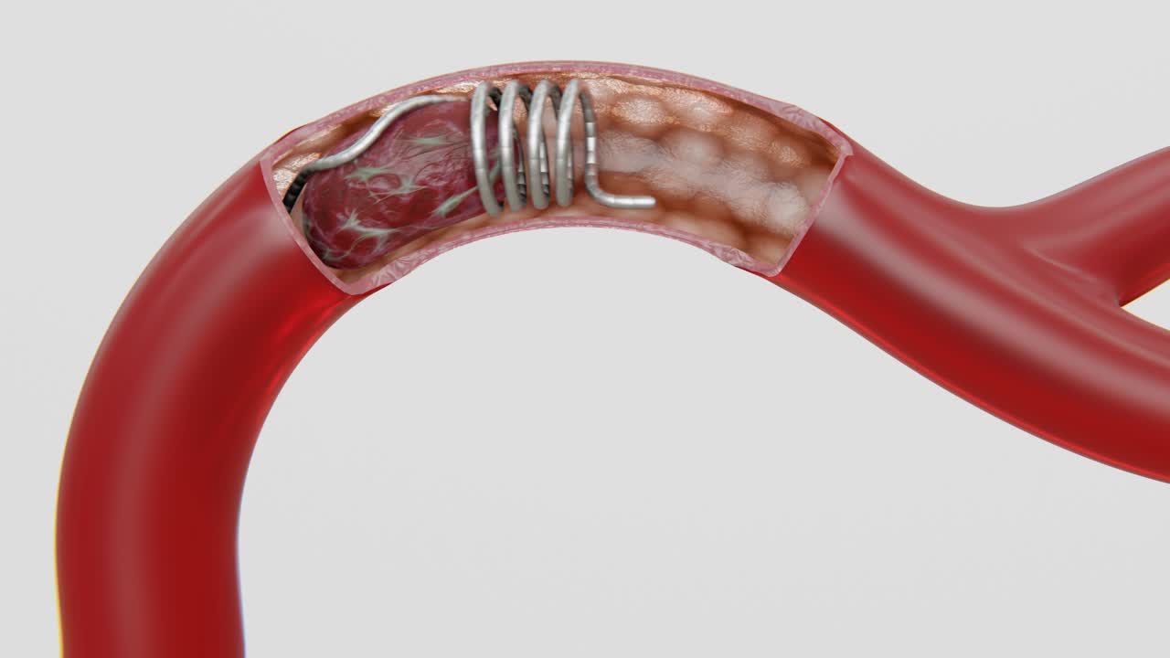 Video del processo di trombectomia meccanica (rimozione del coagulo) in 4K | Video di visualizzazione della trombectomia meccanica in HD