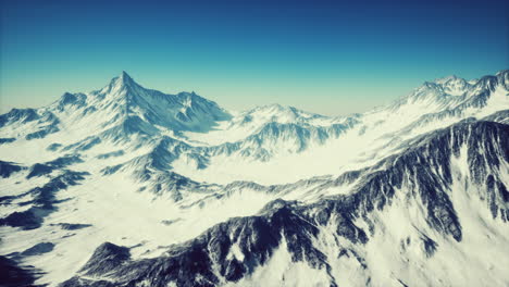 Mountain-winter-Caucasus-landscape-with-white-glaciers-and-rocky-Peak