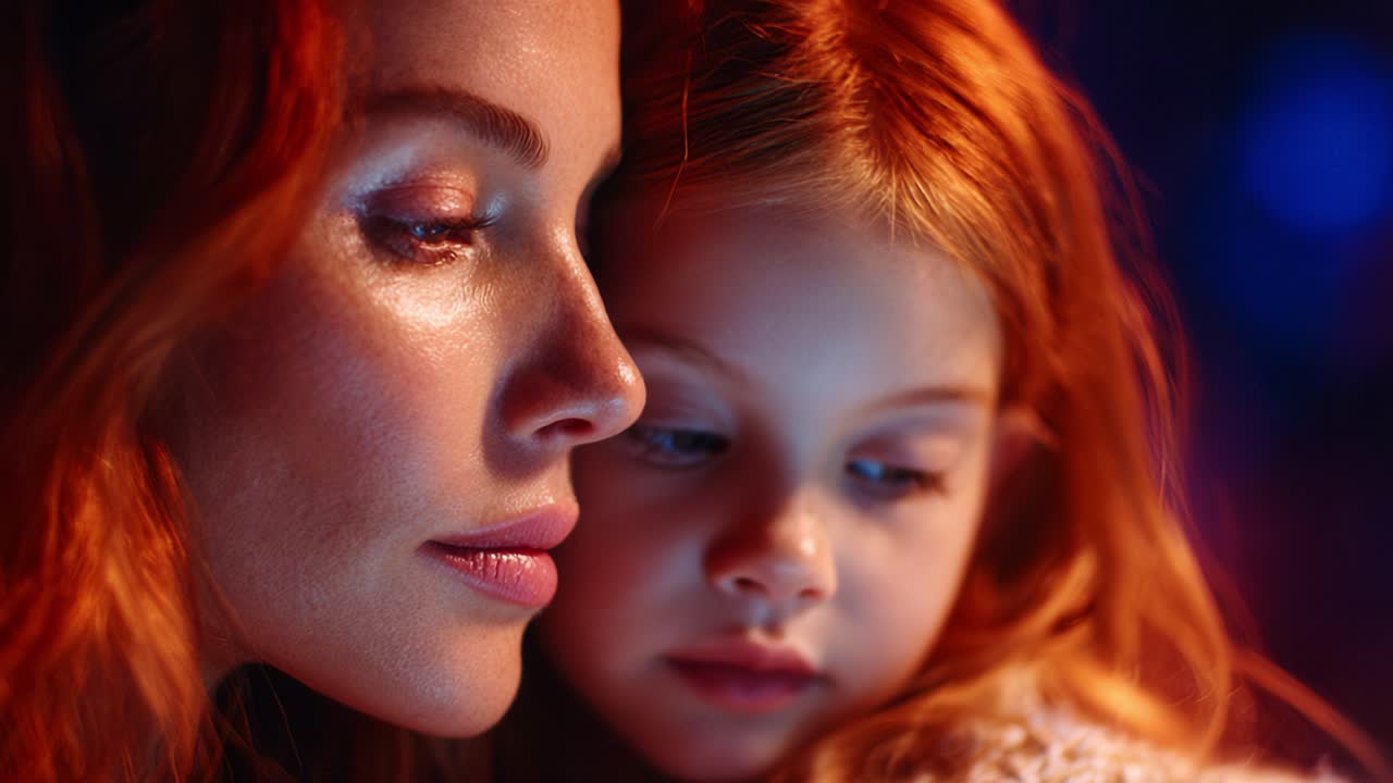A Moment of Connection Between a Mother and Daughter, Showcasing Their Tenderness and Emotional Bond Through Intimate Expressions and Warm Lighting in a Beautiful Atmosphere