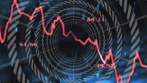 animación del procesamiento de datos digitales sobre anillos sobre fondo negro