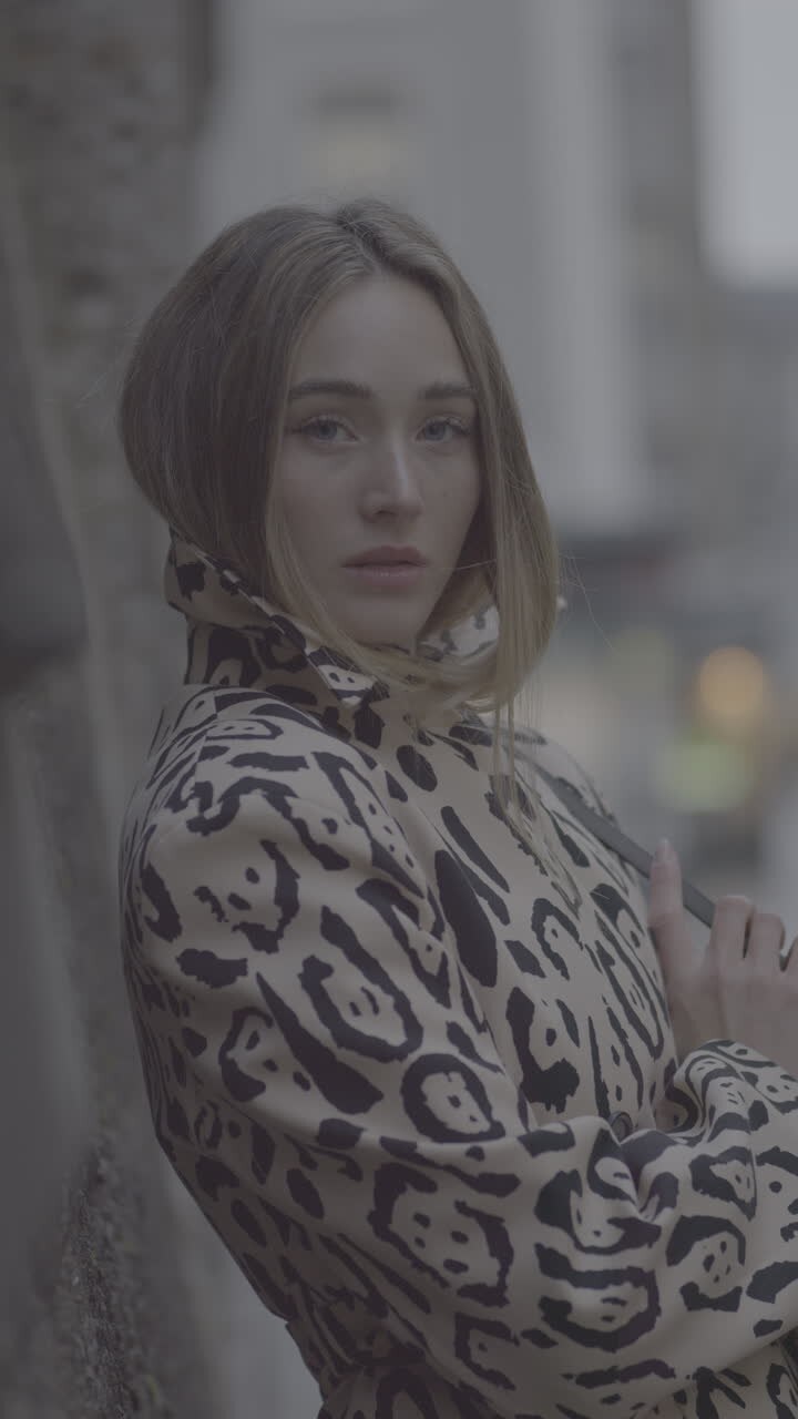 Stylish Woman in Leopard Print Coat