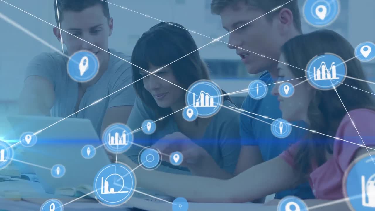 animación de la red de conexiones con iconos sobre colegas de negocios