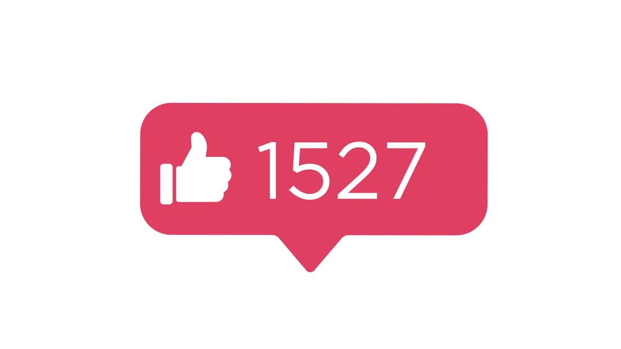 Pink likes icon on a white background. Thumb up counting for Social Media 1-10k. 4K footage animation