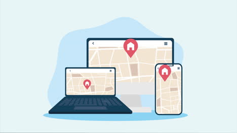 servicios de localización de mapas en línea en múltiples dispositivos