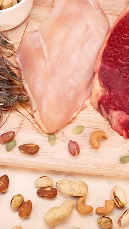 variety of protein sources arranged on a table