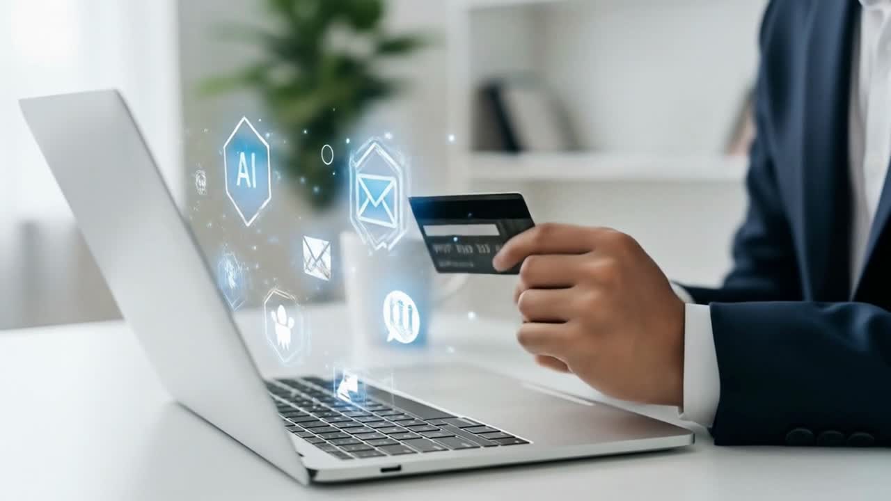 Businessman Making a Secure Online Payment with a Credit Card