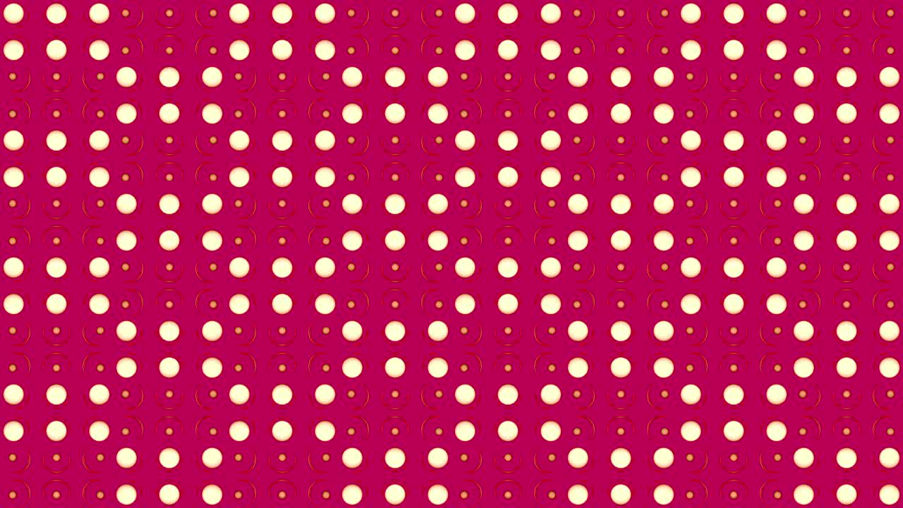 분홍색 배경에 금색 원을 가진 추상적인 기하학적 패턴