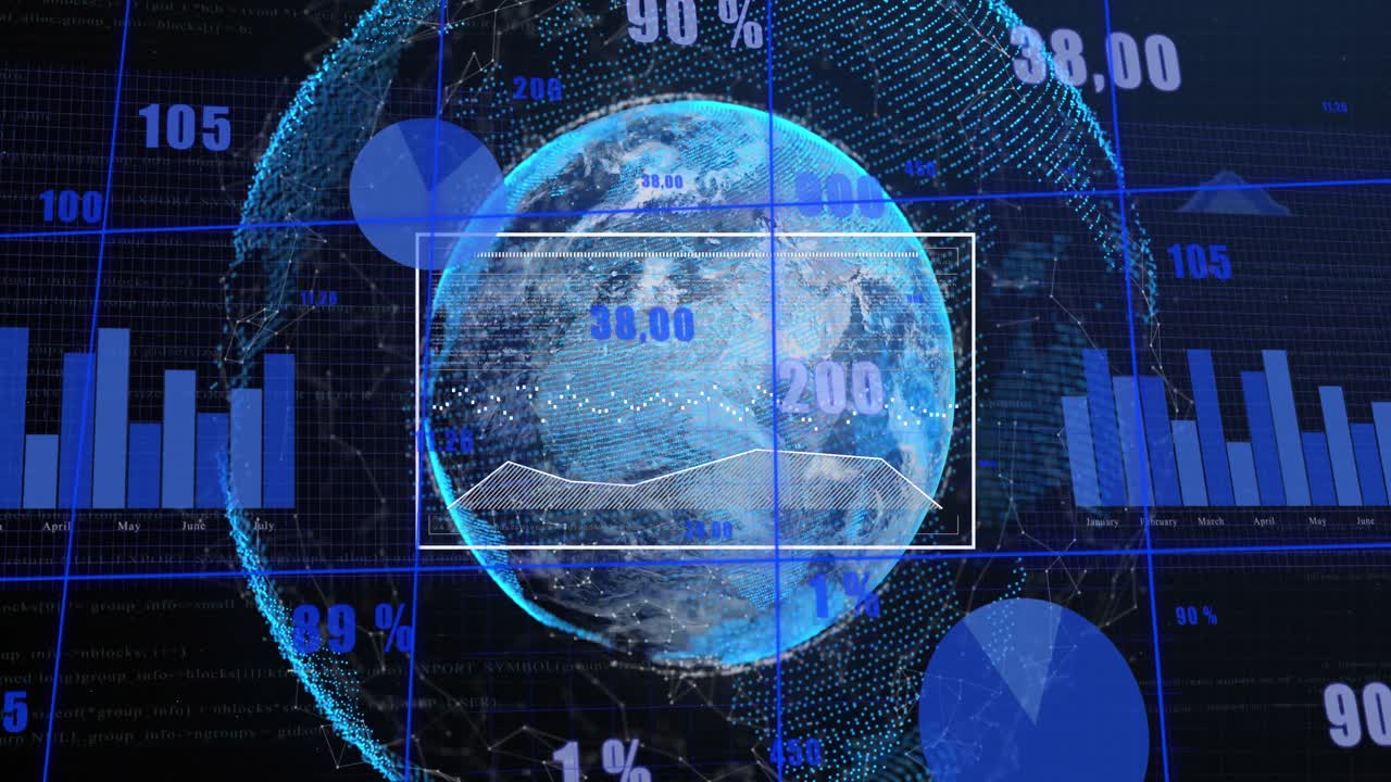 animación del procesamiento de datos en todo el mundo