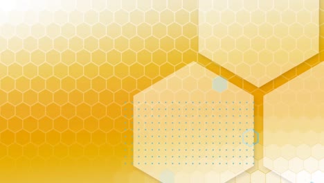 animation of hexagonal pattern design against copy space on yellow gradient background