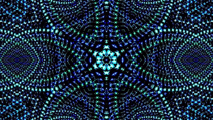 Bright abstract light governing blue color, kaleidoscope