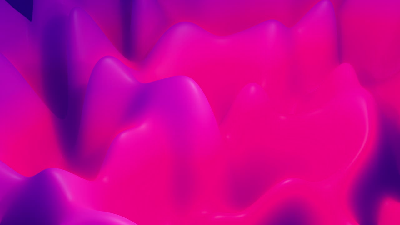 las colinas o picos cambian suavemente en ciclo. 4k abstracto en bucle fantástico fondo con gradiente de color líquido y material de brillo interno. fantástico paisaje cambiante. hermosas transiciones de color