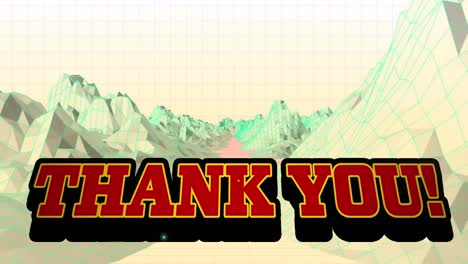 animation of thank you text in red and black letters over metaverse background