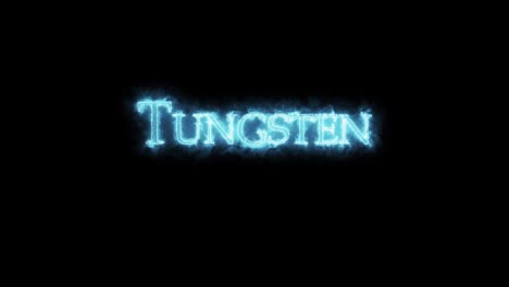 tungsten, chemical element, written with fire. loop