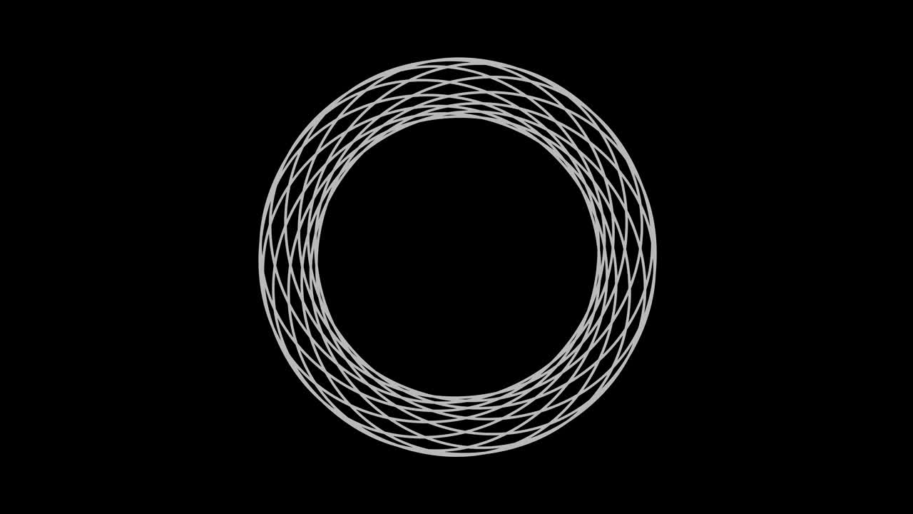 Graphic object in black and white with stroboscopic and hypnotic effect, which rotates clockwise decreasing the size from full screen to disappearing in the center, in 16: 9 video format