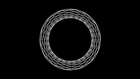 graphic object in black and white with stroboscopic and hypnotic effect, which rotates clockwise decreasing the size from full screen to disappearing in the center, in 16: 9 video format