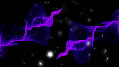 animated purple waveforms and circular patterns on black background