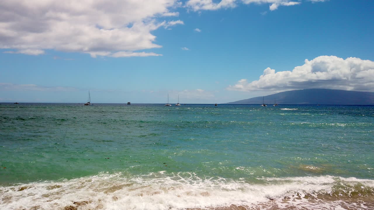 Sailboats in the ocean of Hawaii