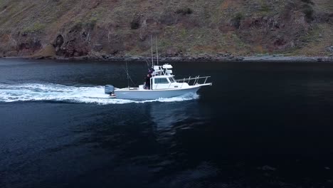 drone view of a boat at san clemente island