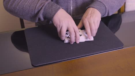 Playing cards shuffled face up
