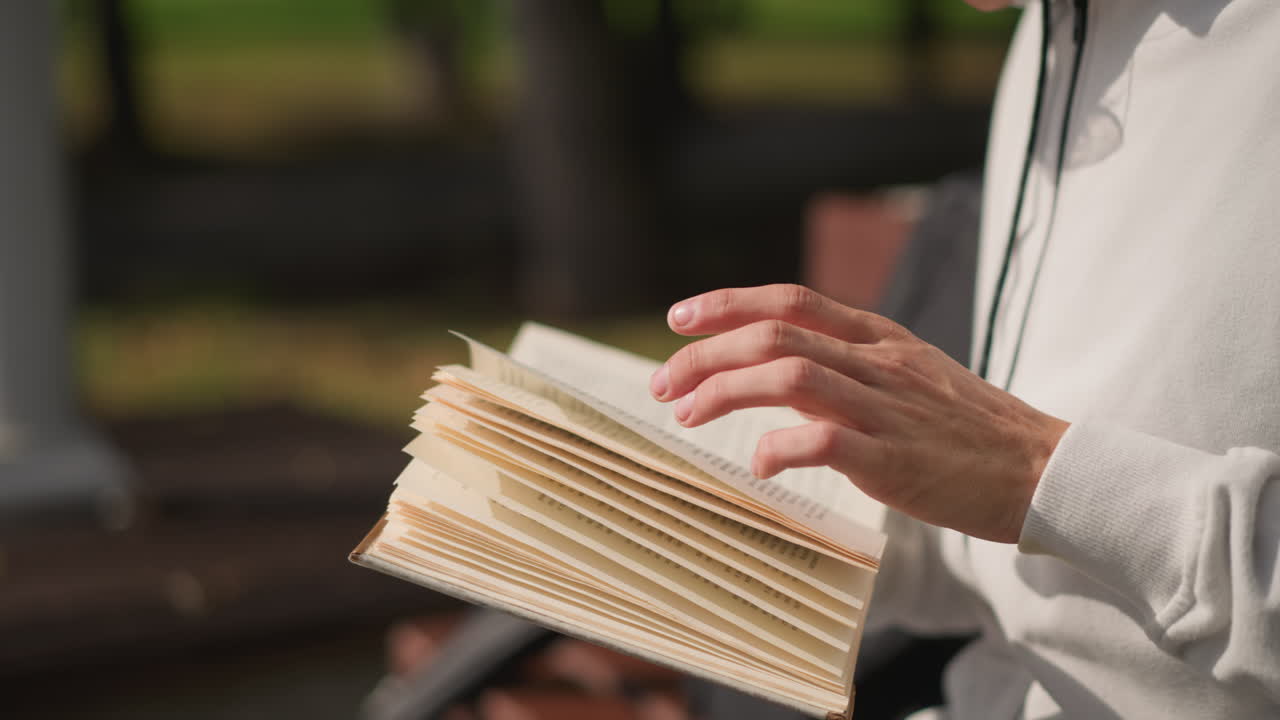 Different reading scenes, Distinct instances of people engaging with texts outside during day, Various individuals reading or analyzing documents in outdoor environments during daylight hours
