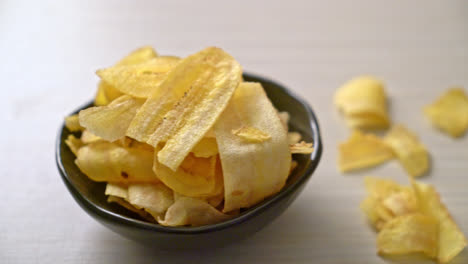 crispy banana chips - fried or baked sliced banana