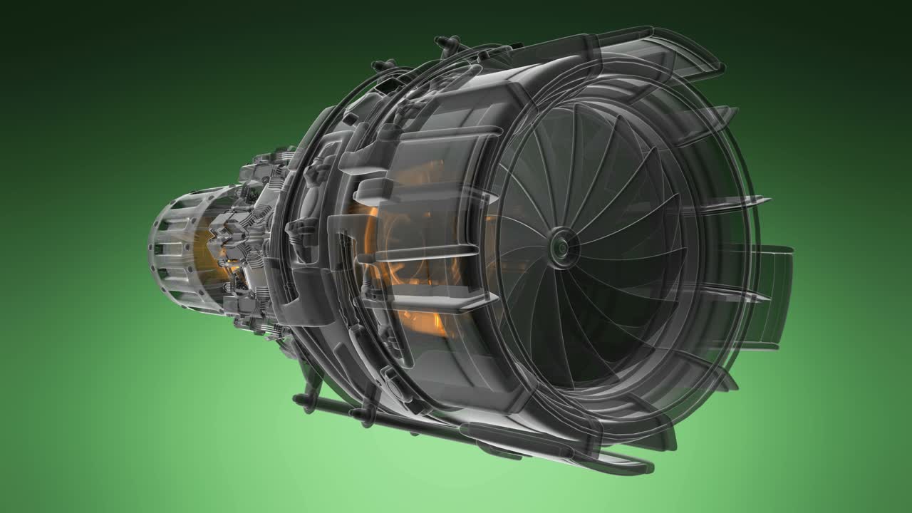 Free stock video - Rotate jet engine turbine