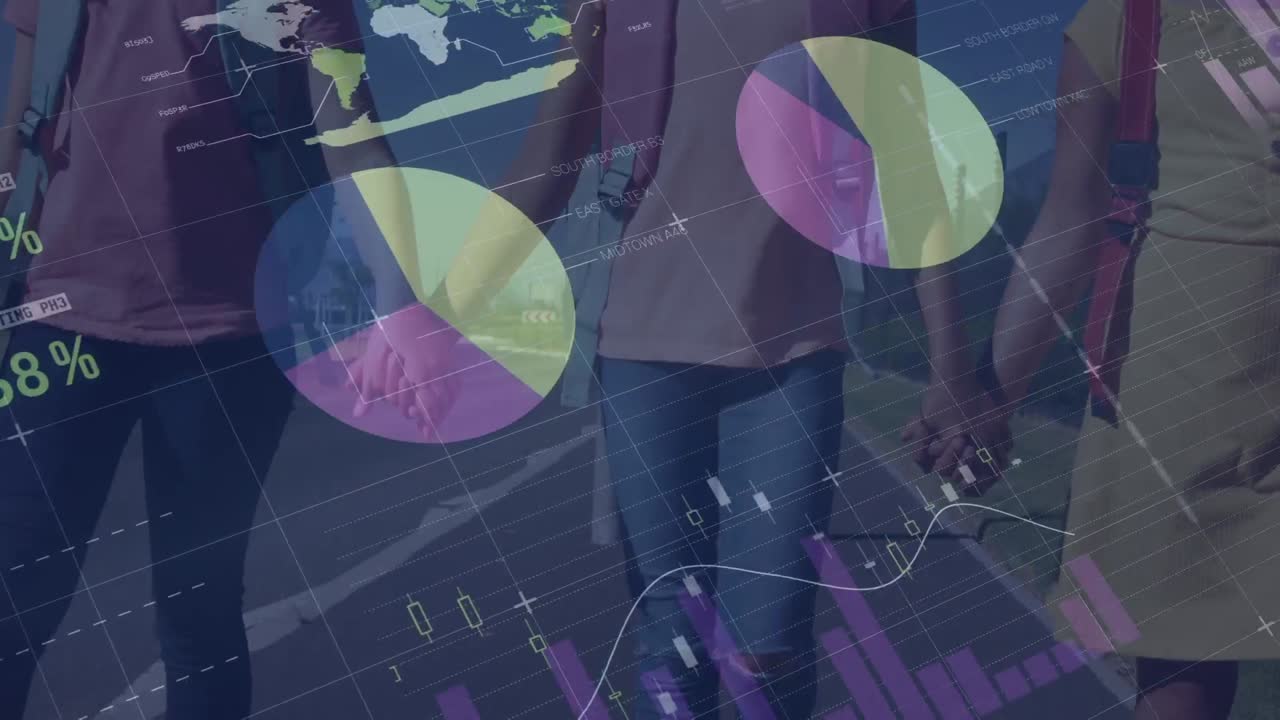 animación del procesamiento de datos financieros en diversos escolares