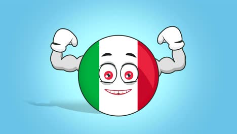 cartoon icon flag italy power with face animation with alpha matte