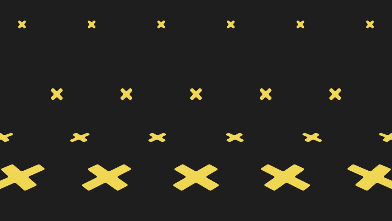 cruces amarillas patrón geométrico en filas en gradiente negro